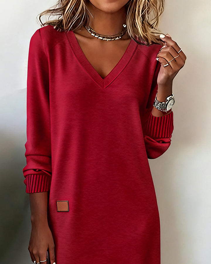 Robe Pull Col En V Élégante