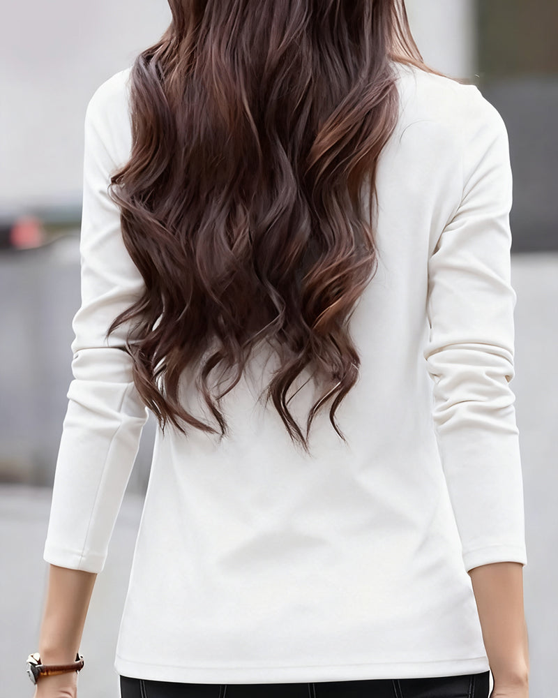 Haut Slim Fit Plissé Manches Longues