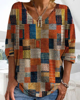 Lydiane | Haut patchwork à col en V pour femme