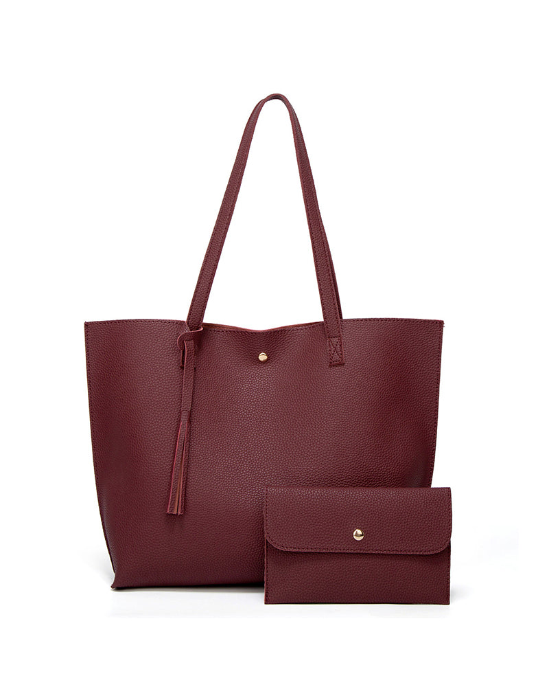 Capacité avec sac à bandoulière à pampilles de couleur unie avec grand