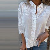 Chemise Unie Col Rabattu Boutons Imprimé