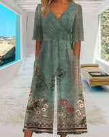 Combinaison à poche à imprimé floral vintage