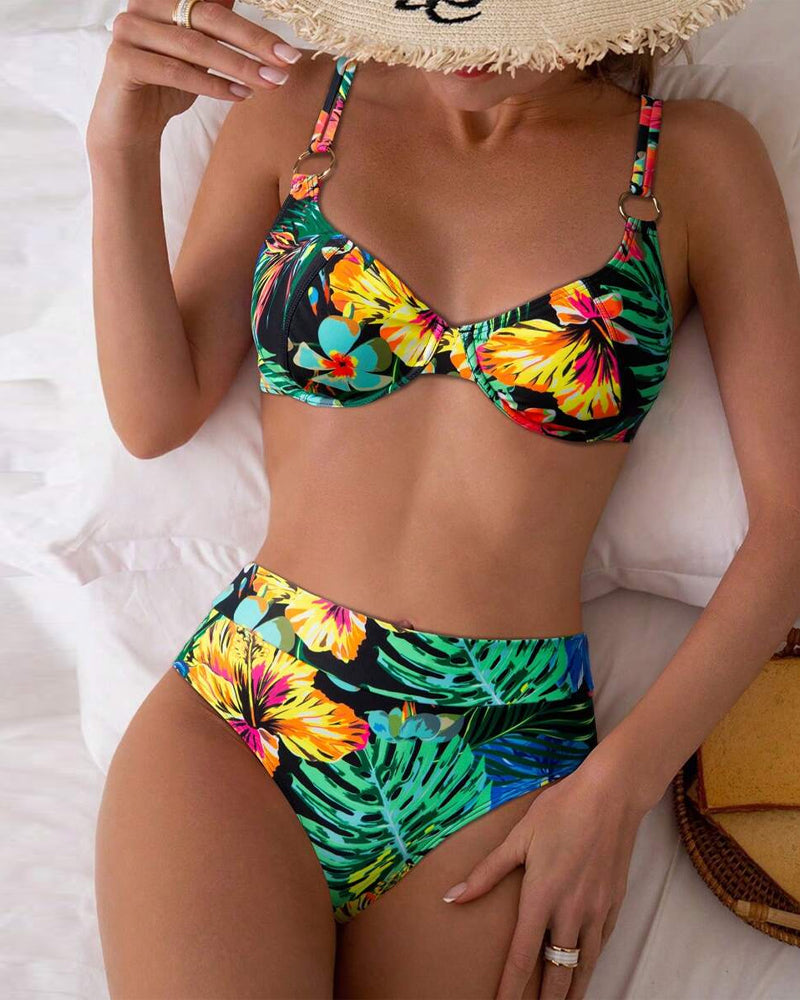 Bikini Sexy Imprimé Soutien-Gorge Push-Up Triangle