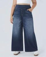Denim Haute Taille Lavé Loose Baggy Décontracté