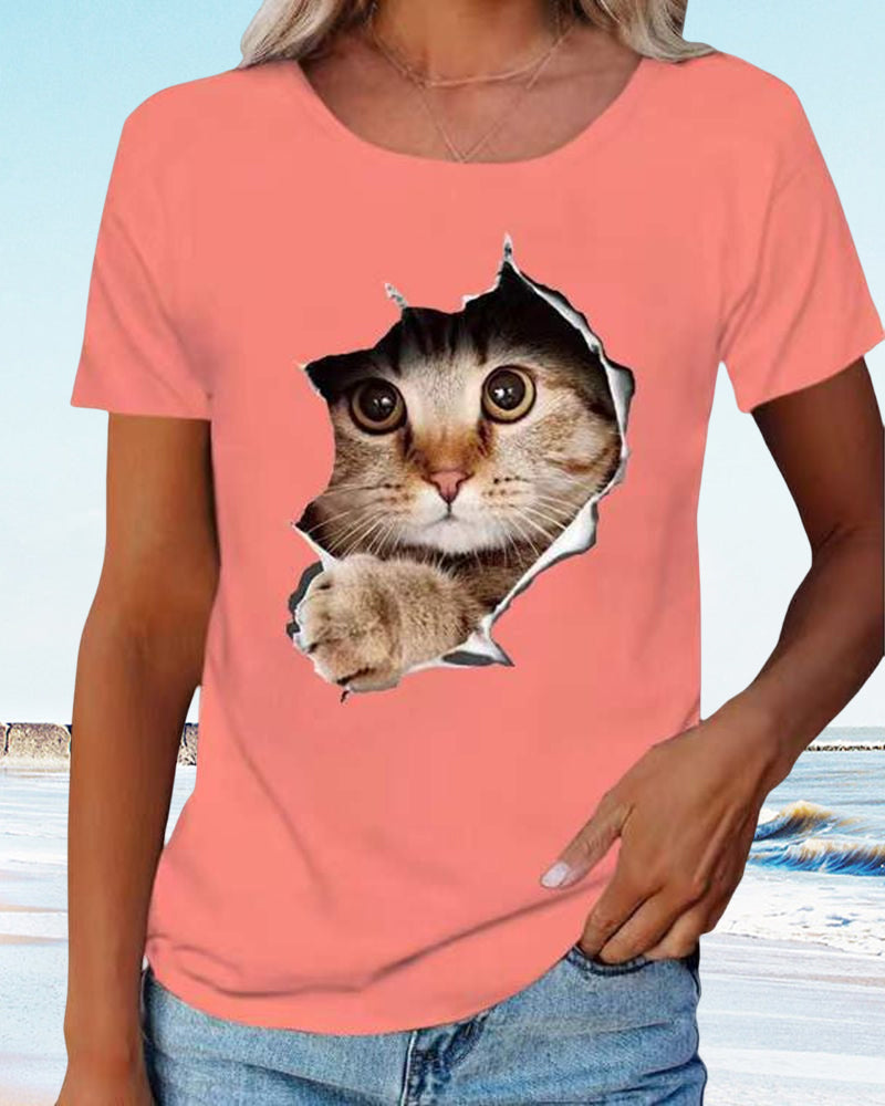 T-shirt avec imprimé chat