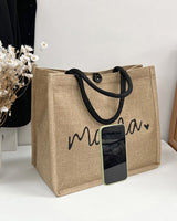 Sac à bandoulière grande capacité en lin portable