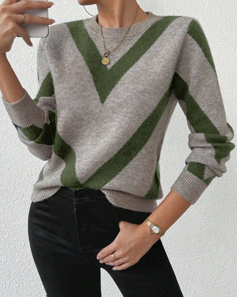 Pull Avec Caractéristiques Imprimé Géométrique Et Col Rond