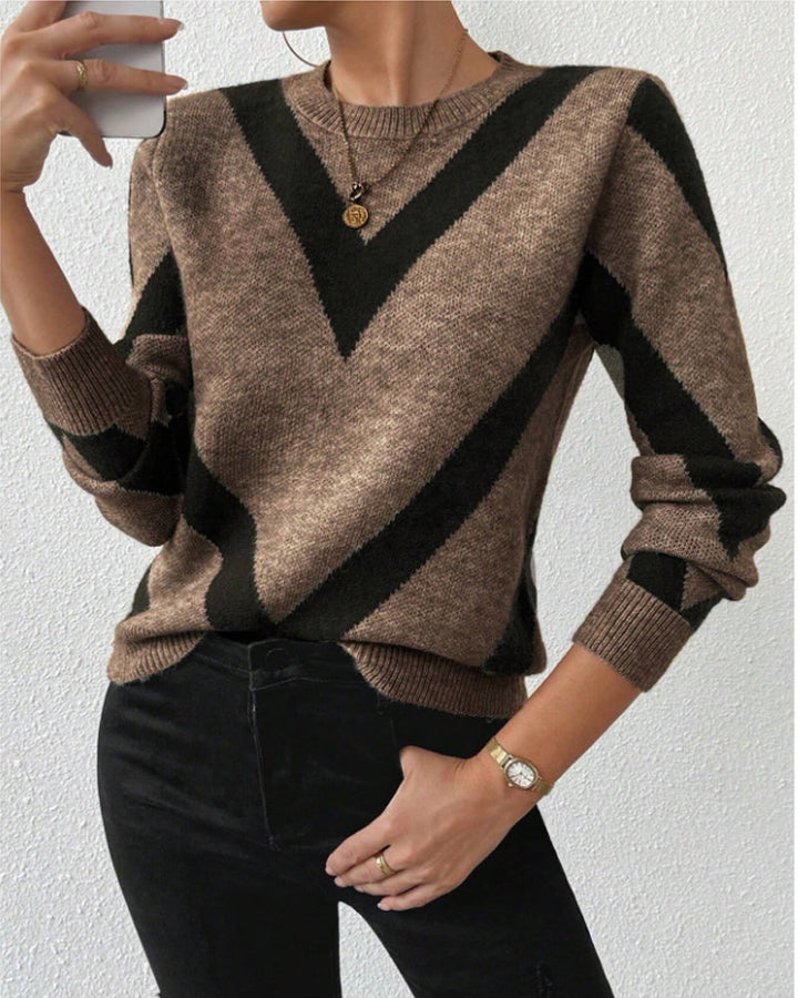 Pull Avec Caractéristiques Imprimé Géométrique Et Col Rond