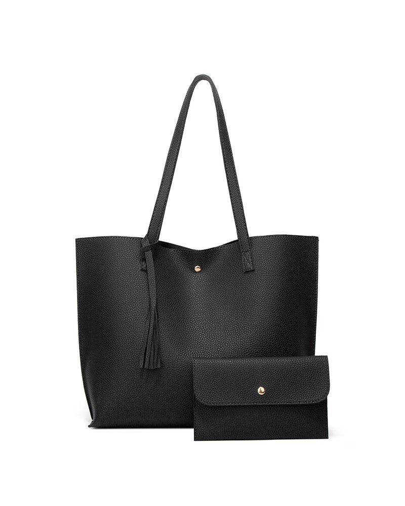 Capacité avec sac à bandoulière à pampilles de couleur unie avec grand