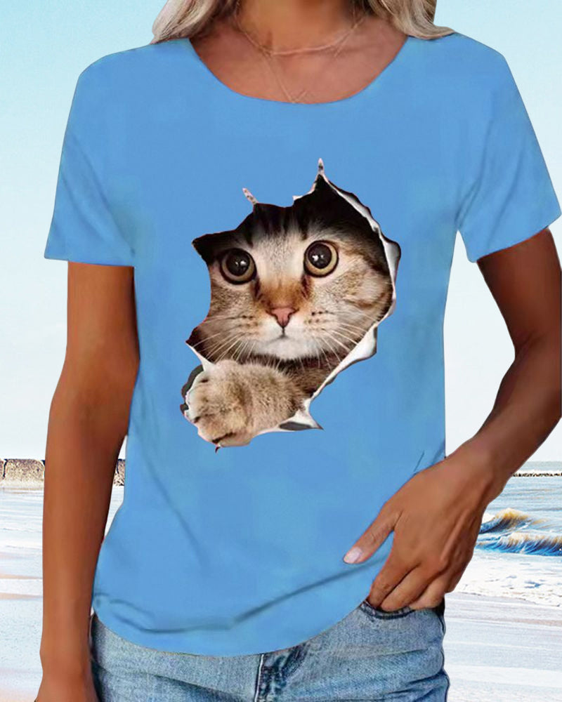 T-shirt avec imprimé chat