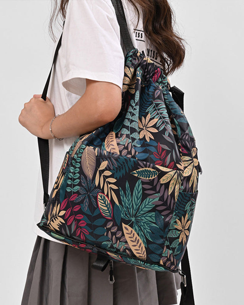 Sac à bandoulière avec cordon de serrage de style ethnique