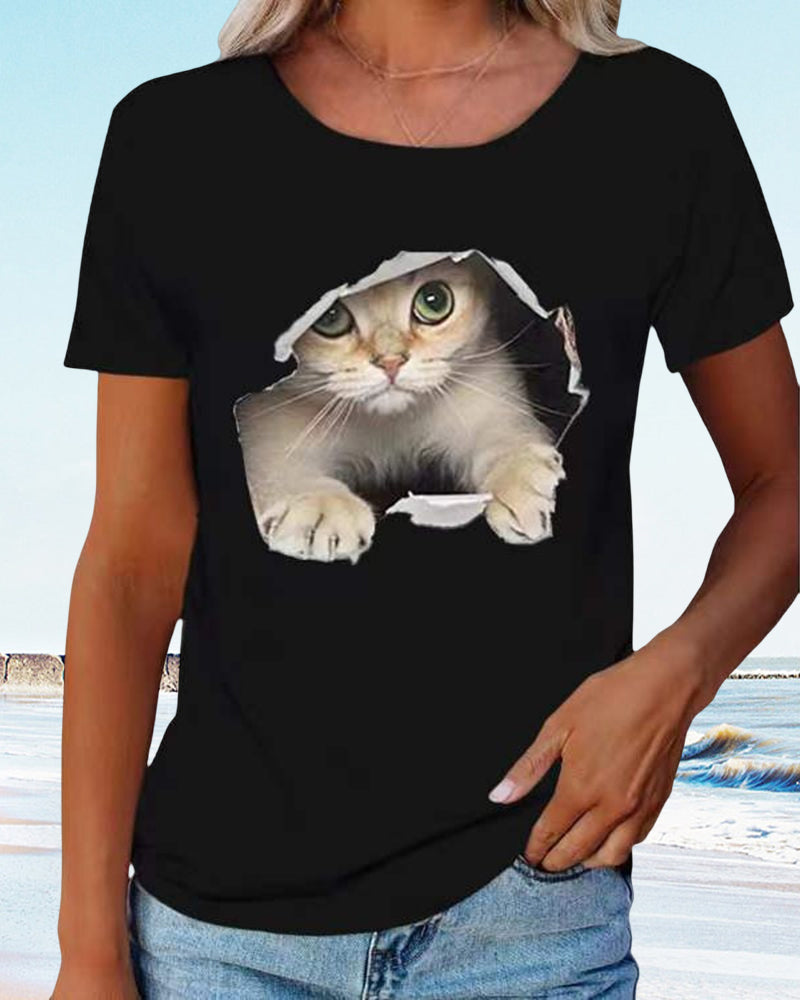 T-shirt avec imprimé chat