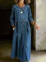 Manon | Robe en jean à col Peter Pan