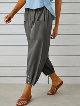 Luciane | Pantalon à cordon et boutons pour femme