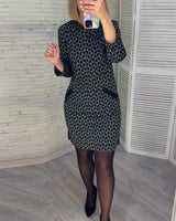 Robe à imprimé losange et manches longues
