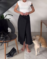 Pantalon décontracté asymétrique de couleur unie simple