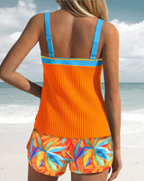 Maillot de Bain Couleur Contrastée Rayé