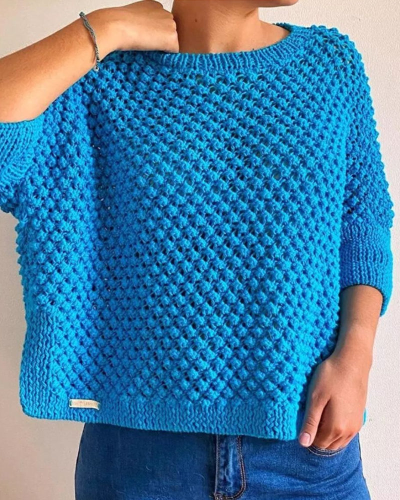 Pull ample couleur unie col rond