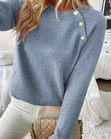 Pull Bouton Décoré Manche Raglan