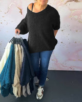 Pull décontracté de couleur unie à col en V