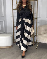Robe élégante à rayures et à bretelles