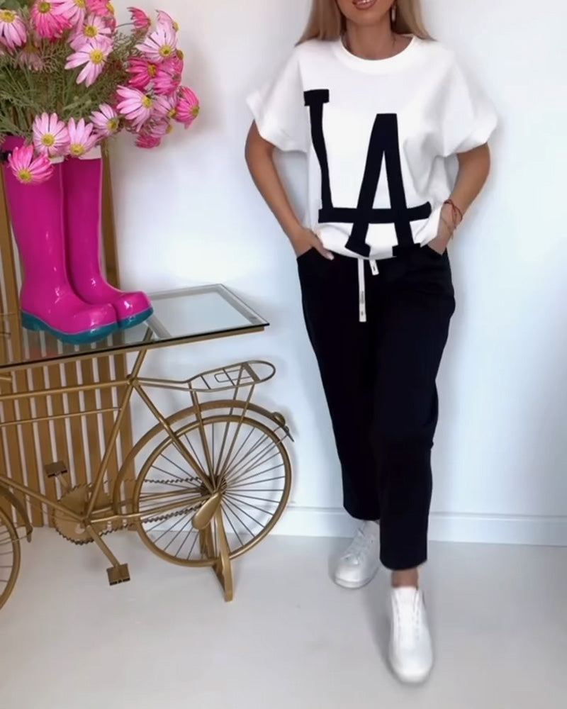 Définir Casual Letter Print Sports