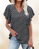 Chemise plissée à manches courtes et col V