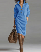 Robe pull décontractée de couleur unie pour l'automne et l'hiver