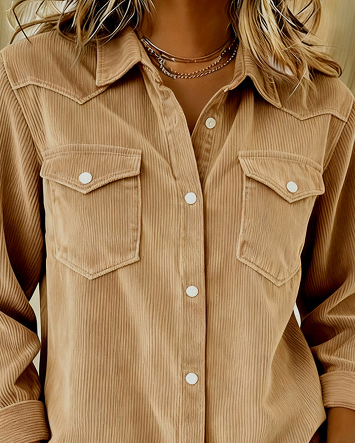 Chemise À Manches Longues À Revers Et Boutonnée
