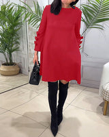 Robe décontractée au genou avec manches longues