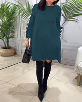 Robe décontractée au genou avec manches longues