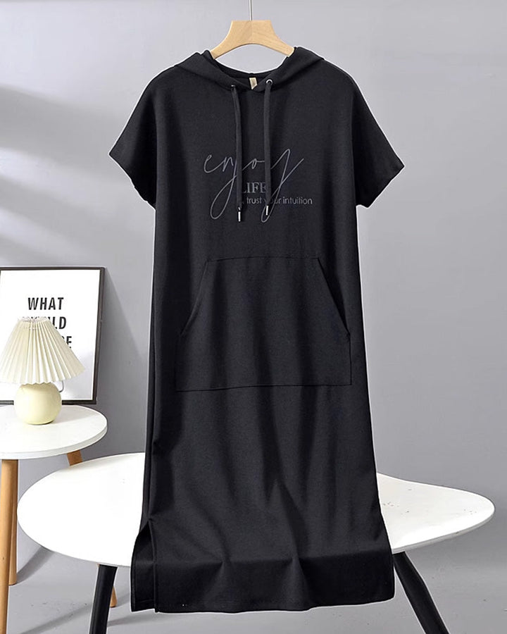 Robe À Capuche Décontractée Cordon
