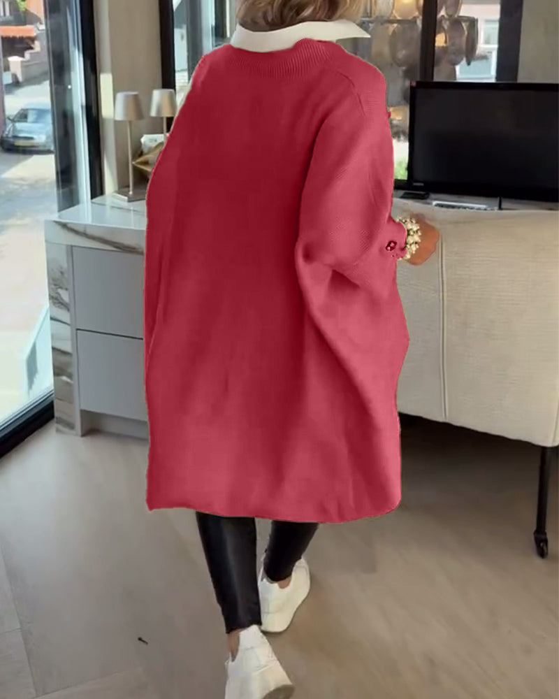 Pull Avec Caractéristiques Col V, Boutonné Et Asymétrique