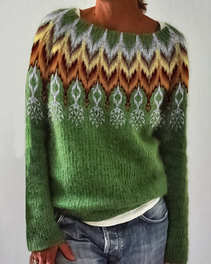 Pull-over col rond bloc de couleur