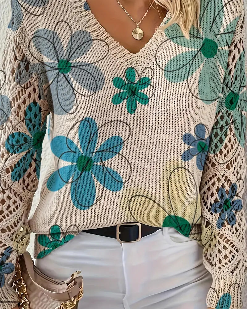 Pull À Col En V Avec Motif Ajouré
