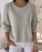 Pull Uni Col Rond Épaule Tombante
