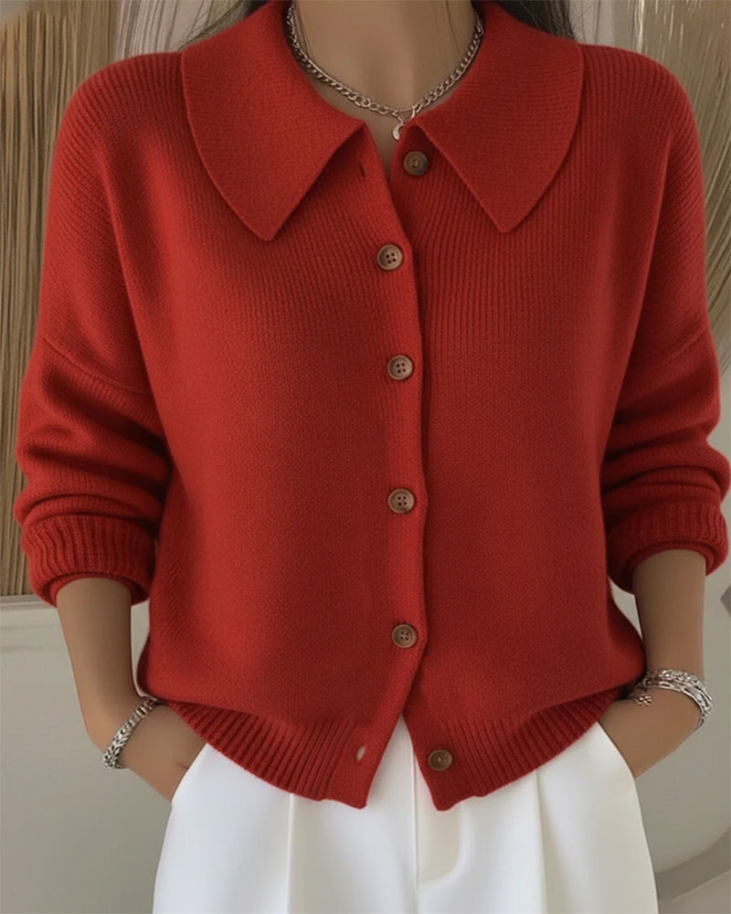 Pull Manches Longues À Revers Boutonnés