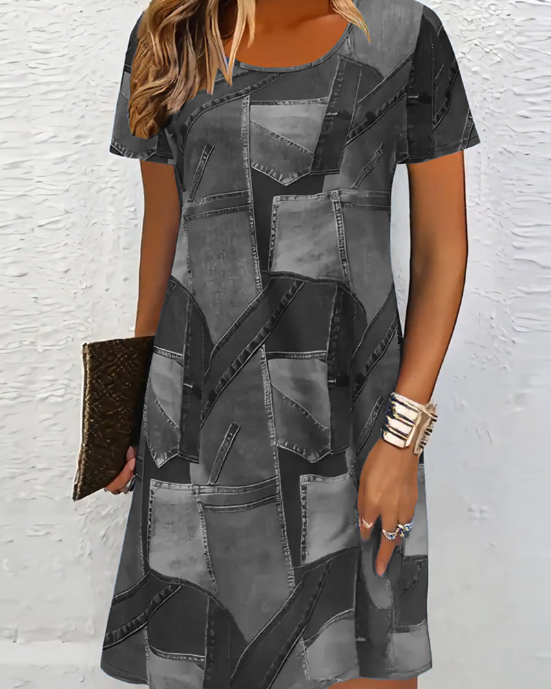 Robe Tendance Imprimée Décontractée