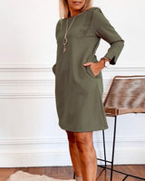Robe droite élégante à manches longues