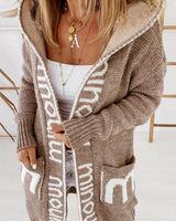 Cardigan long ample à imprimé lettres