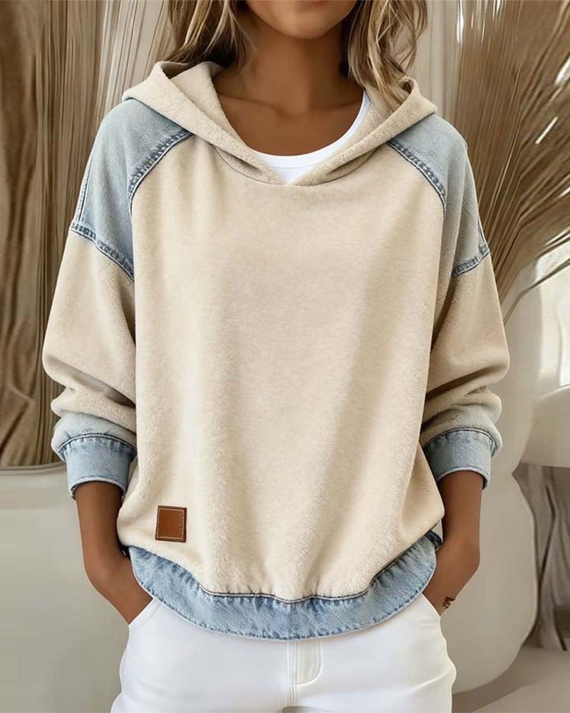 Sweat À Capuche À Manches Longues Avec Poche Contrastée