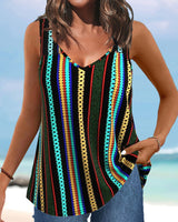 Tanktop Avec Un Motif Retro Rayé Sans Manches