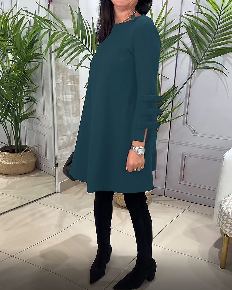 Robe décontractée au genou avec manches longues