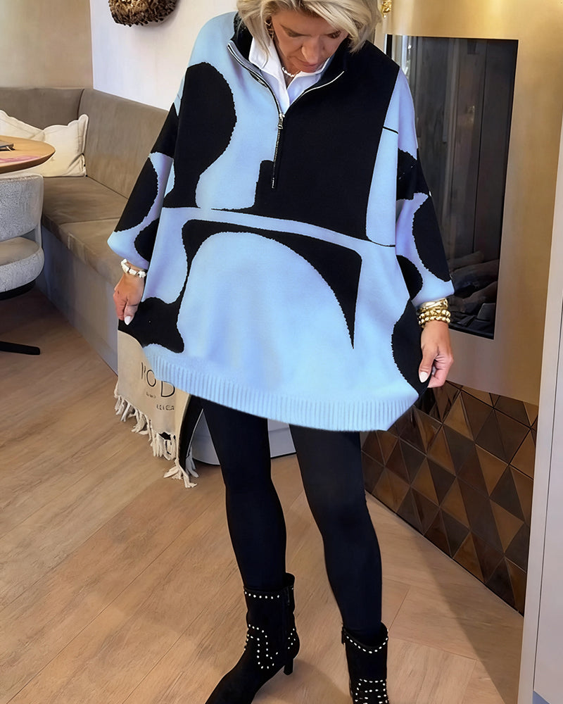 Pull À Demi-Zip Avec Col Montant Tendance
