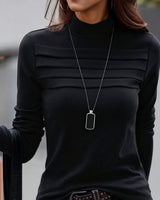 Haut Slim Fit Plissé Manches Longues