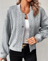 Cardigan boutonné de couleur unie