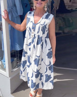 Robe Décolleté En V Sans Manches Imprimée