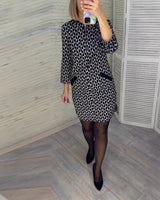 Robe à imprimé losange et manches longues