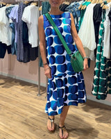 Robe imprimée sans manches à col rond