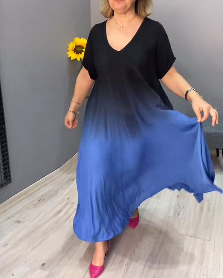 Robe dégradée plissée décontractée